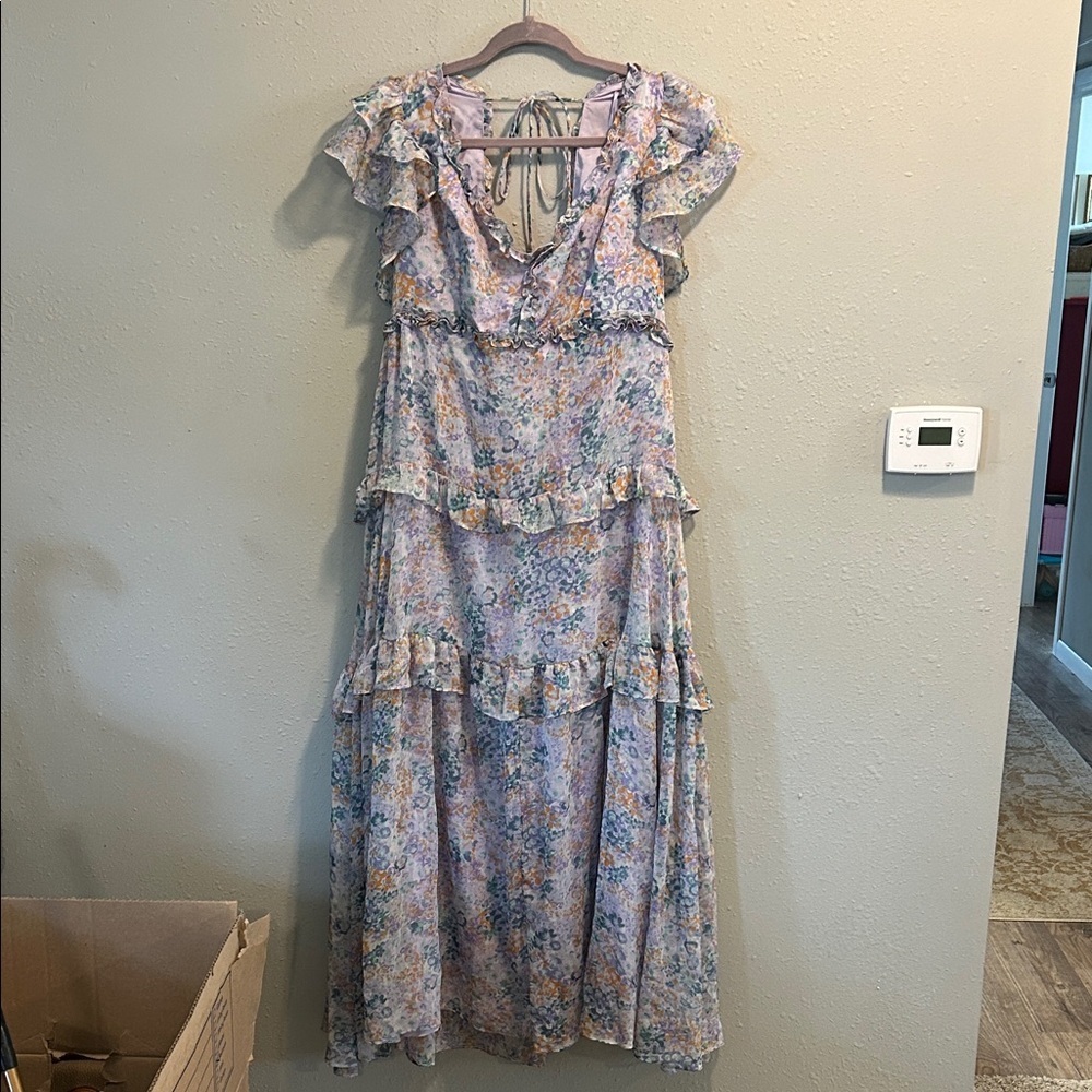 Astr the Label Mable Floral Tiered Cutout Chiffon Maxi Dress - Picture 3 of 9